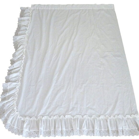 Pair of 2 White Lace Ruffle Curtain Drape Panels 44" x 62" Cottage Shabby Chic - Picture 2 of 16